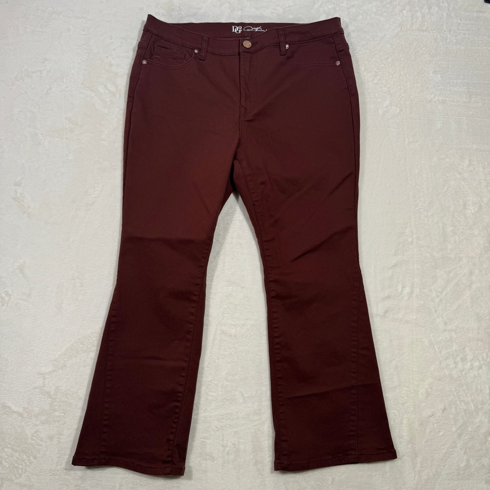 DG2 Diane Gilman Jeans Womens 16PW Burgundy Virtual Stretch Bootcut High Rise